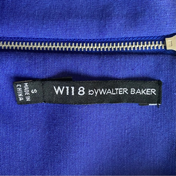 W118 by Walter Baker Blue Indigo Peplum Top Sleeveless Zip Up Back Shirt Small - Picture 4 of 9